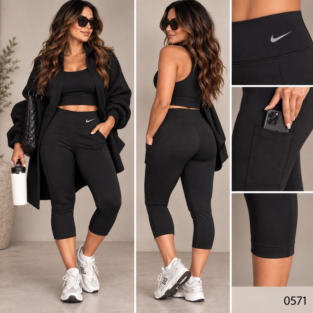 Nike Dri-FIT Womens Black Cropped Leggings Activewear Pants Small 0571